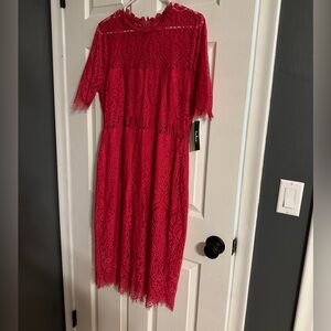 Remarkable HOT PINK Sheer Lace Short Sleeve Mini Dress NWT $25